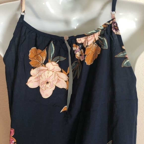 Maurices Navy Floral Swing Shift Dress Ruffle Hem Size L Summer - Picture 7 of 7
